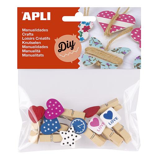 Sachet Mini Pinces Bois Formes 8 Kids Rèf 14784