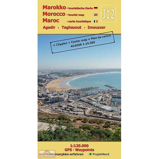 Maroc - Carte touristique J12 : Agadir - Taghazout - Imouzzer Français-Allemand