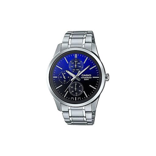 Montre pour homme Casio analogique cadran bleu en acier inoxydable à quartz