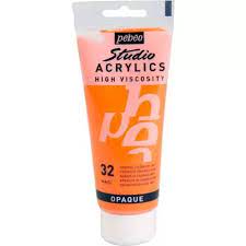 Peinture Acrylique Pébéo Studio 100 ml N°32 Orange Cadmium Imit