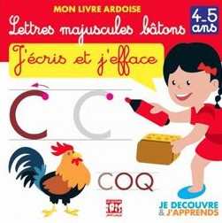 Mon livre ardoise : Lettres majuscules bâtons - j'écris et j'efface