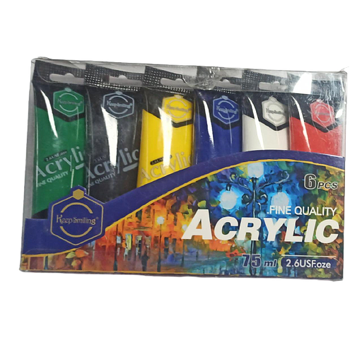 Paquet de 6 Tube Acrylique 75ML Keepsmiling Réf A-875-6