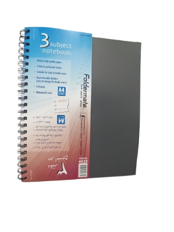 Note Book Spiral 3 Sujets  80G 240P 21*29.7 Folder Mate