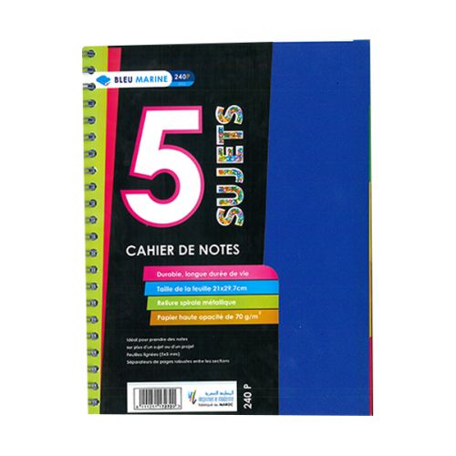 Registre Spiral 240P 5 Sujuts 17*22 5*5 70G