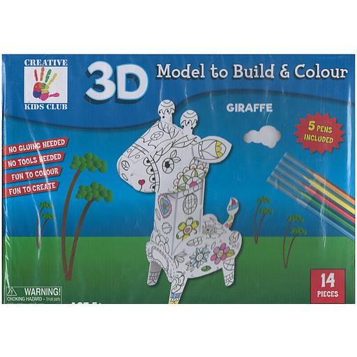 3D MODEL TO BUILD &amp; COLOUR - GIRAFFE 14 pieces