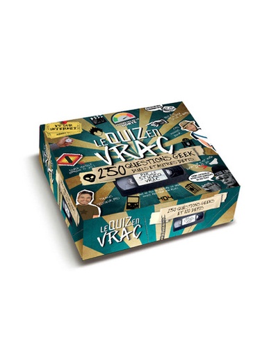 Le quiz en vrac - 250 questions geek, duels et autres défis. Contient : 4 pions, 1 dé, 1 sablier, des pixels, 250 questions, 120 défis