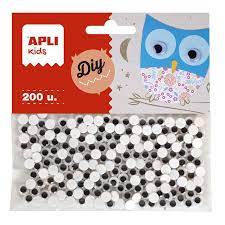 Sachet de 200 Yeux Mobiles Adhésifs Noirs Rond 6MM Kids