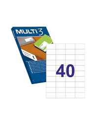 Étiquettes Adhésives A4/40 100 Feuilles Format 52.5x29.7 mm