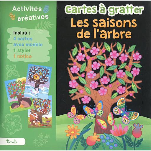 Cartes à gratter Les saisons de l'arbre  - Avec 4 cartes avec modèle, 1 stylet et 1 notice