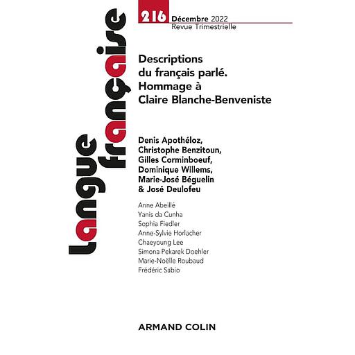 Langue française N° 216, 2022