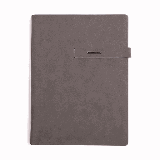 Boite Cadeau Note book Ivoire 80 Grs Couverture En Matière PU avec Fomoire Métallique 144 Pages 16*22 Marron