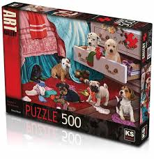 Puzzle 500 pcs Puppies in the Bedroom
