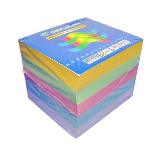 Bloc Cube 5 Couleurs Fluo avec Boite 500 Feuilles