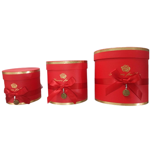 Boîte Cadeau Ronde 190 x 205 MM Avec Couvercle Rouge Et Ruban Rouge