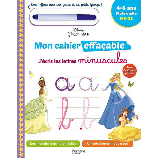 J'écris les lettres minuscules Disney Princesses - Maternelle MS, GS. Avec un feutre effaçable