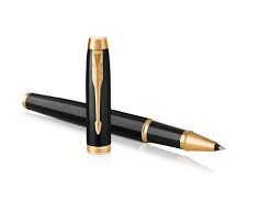 Stylo roller, Noir, Recharge noire pointe fine, Coffret cadeau