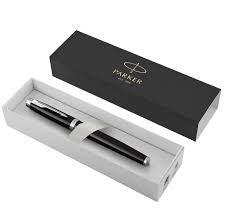 Stylo roller, laque noire, Recharge noire pointe fine, Coffret cadeau