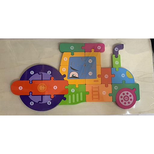 Jeux éducatif : Puzzel en bois Nombres (Véhicules lourds)