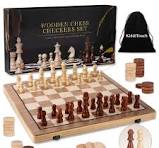 Wooden chess checkers set 385*385