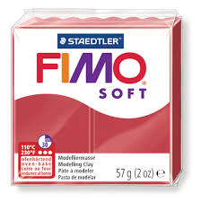 Pâte polymère Fimo Soft 57 G - Rouge Cerise