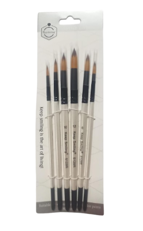 Set de 6 Pinceaux manche noir et blanc nacré