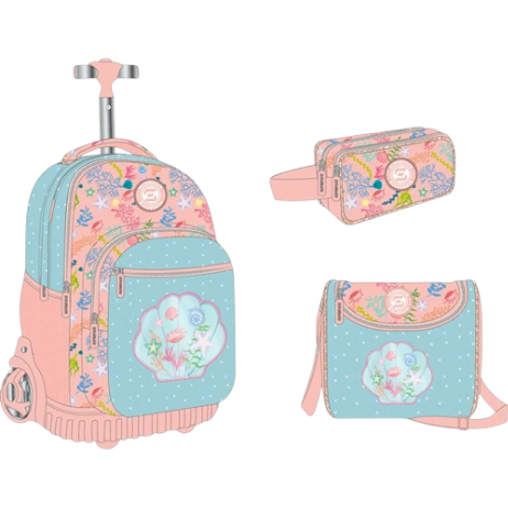 Cartable Trolley Coquillage 3 Pièces