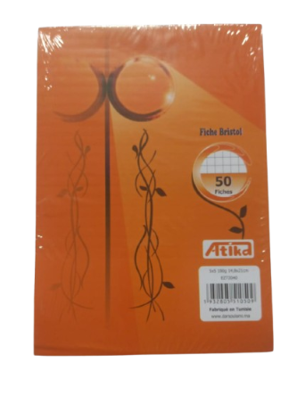 Fiche Bristol A5 14.8*21 180G 5*5 Blanc