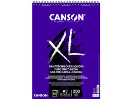 Bloc CANSON XL Fluid Mixed Media A3 250Grs 30F