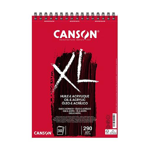 Canson XL Huile &amp; Acrylique Spiral Blanc, 30 Feuille , 290Grs