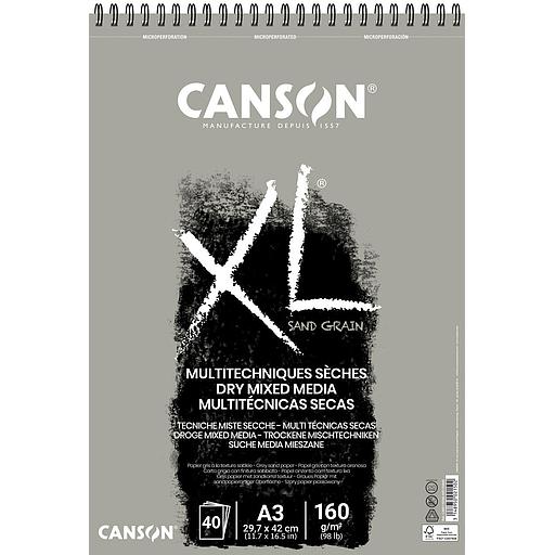 Bloc de Papier Canson XL Sand Grain Spiral Pad 160G Grey 40 Feuille A4 Grey