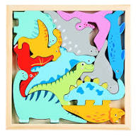 Wooden Dinosaur Puzzle Kids Dino Block Puzzle