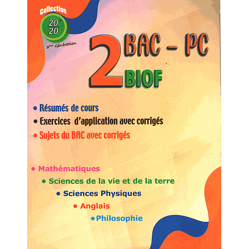 collection 20/20 2 Bac sciences physique Biof 1 & 2 semestres