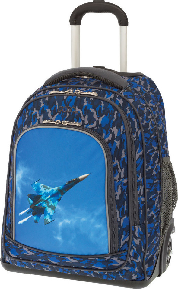 Cartable roulette Bleu Avion de chasse ALMOUGGAR.COM