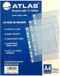 [6281073540219] Pochettes Perforées 21x29,7 Paquet de 100 PCS 80 Mic