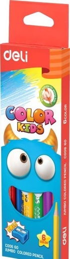 [C006 60] 6 Crayon de couleur Jumbo Color Kids - Deli