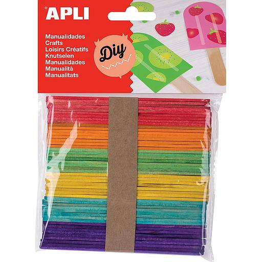 Sachet de 50 Battons en Bois Couleurs ASS Kids Ft 115*10 Rèf 13064