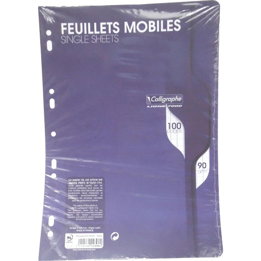 [3210330023960] Feuilles mobiles 7000  - 21 x 29,7 - Séyès Blanches 100p 90G