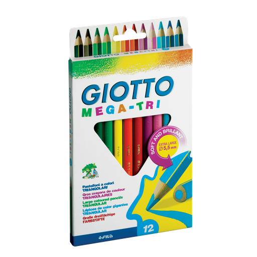 12 Crayons de couleur Mega Tri - Extra Large
