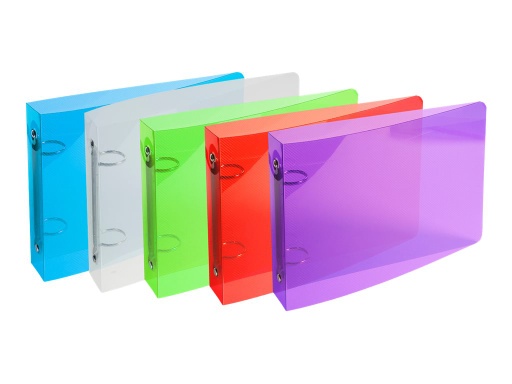 [51099E] Classeur à 2 Anneaux Dos 35 mm 125 x 200 mm pour 200 Feuilles Assortiment de Couleurs Transparente