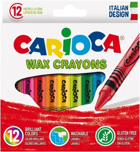 12 Crayons de couleur Cire - Lavable - Carioca