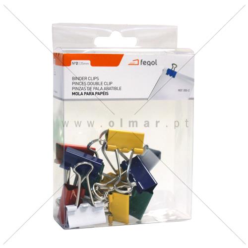 Boite de 12 Pinces Double Clip 25 mm Coloré