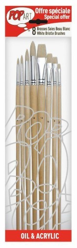 [950150] Pochette 8 Brosses en soie beau blanc manches longs Bricomarché