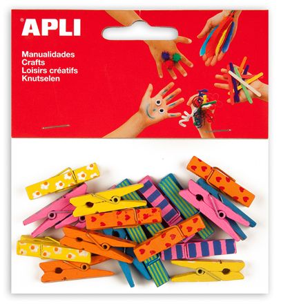 [13480] Sachet de 20 Pinces en Bois 35/7MM Couleurs ASS Kids
