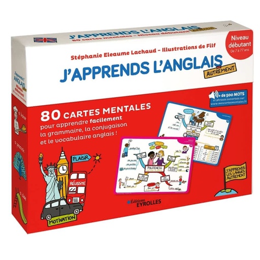 J'apprends l'anglais autrement  - Niveau débutant. 80 cartes mentales pour apprendre facilement le vocabulaire