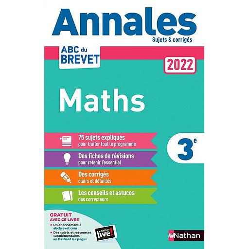 [NAT157265] ANNALES ABC DU BREVET MATHS 3E 2022