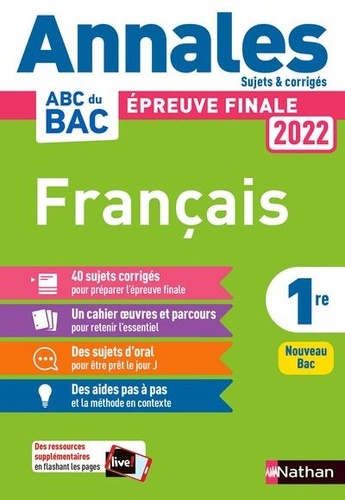 [NAT157273] Français 1re  - Sujets et corrigés