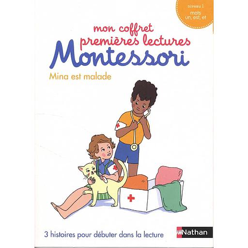 [NAT278258] Mon coffret premières lectures Montessori 3 histoires: Mina est malade-Le cadie de Tom et Mario-Un escargot sur la salade