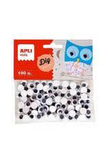 [18253] Sachet de 100 Yeux Mobiles Adhésives D/S 10MM Noir Kids