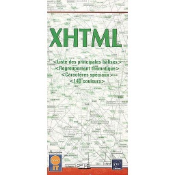 XHTML  - Liste des principales balises ; Regroupement thématique ; Caractères spéciaux ; 140 couleurs