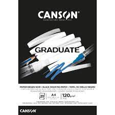 [400110386] Bloc "Graduate Papier dessin noir" 20 feuilles format A4 Canson